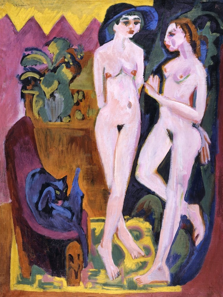 Two Nudes In A Room, Ernst Ludwig Kirchner