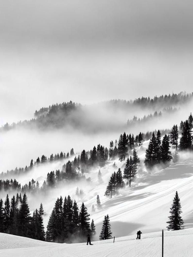 Chapelco, Argentine Affiche de Ski Noir et Blanc