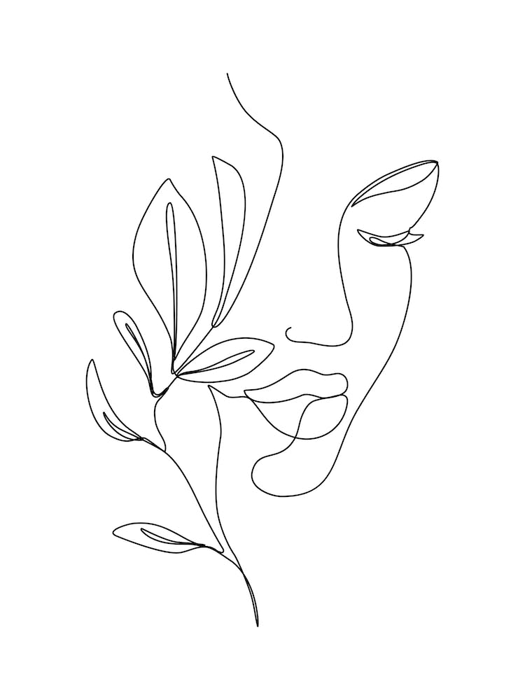 Woman Face Line Art