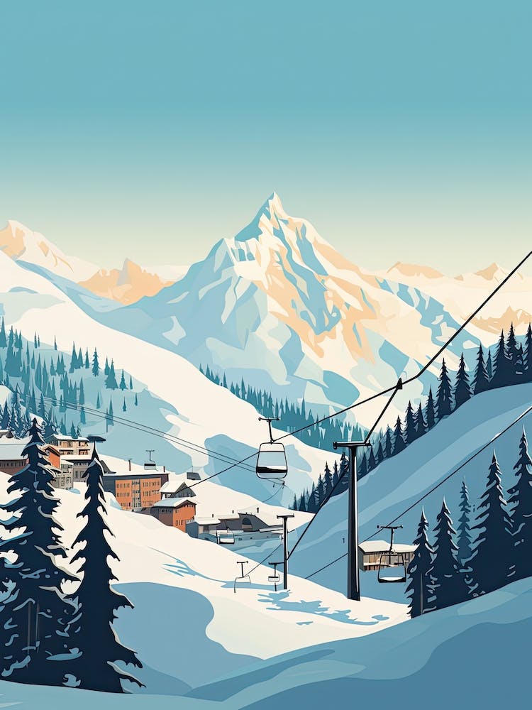 Courchevel   France, Ski Resort Illustration 0 Simple Style
