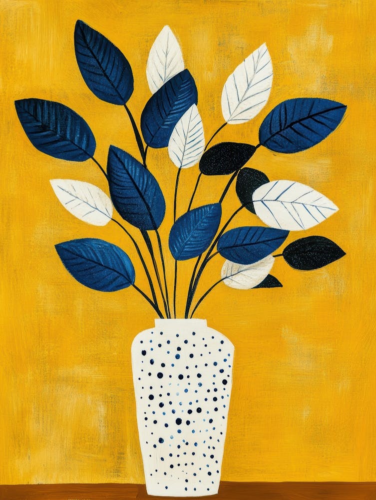 Blaue Blätter In Einer Vase