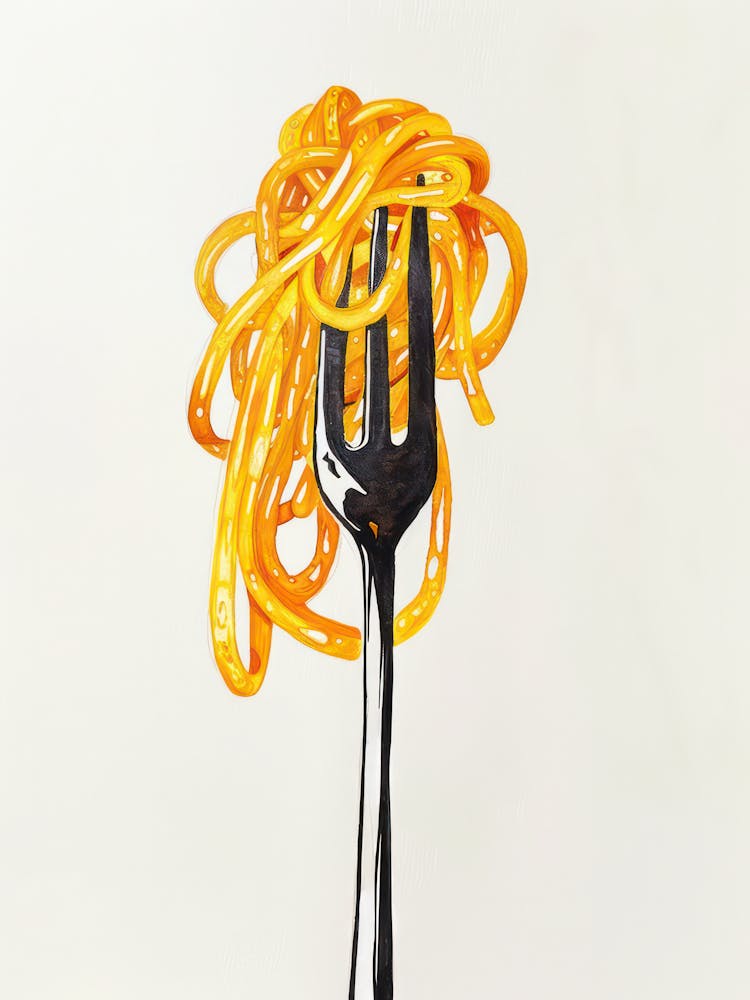 Pasta Fork Oil Painting