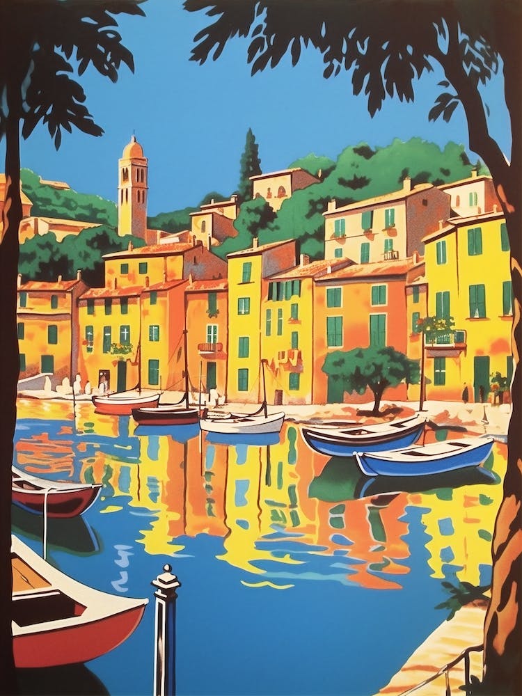 Portofino Italien 2 Reiseplakat Vintage