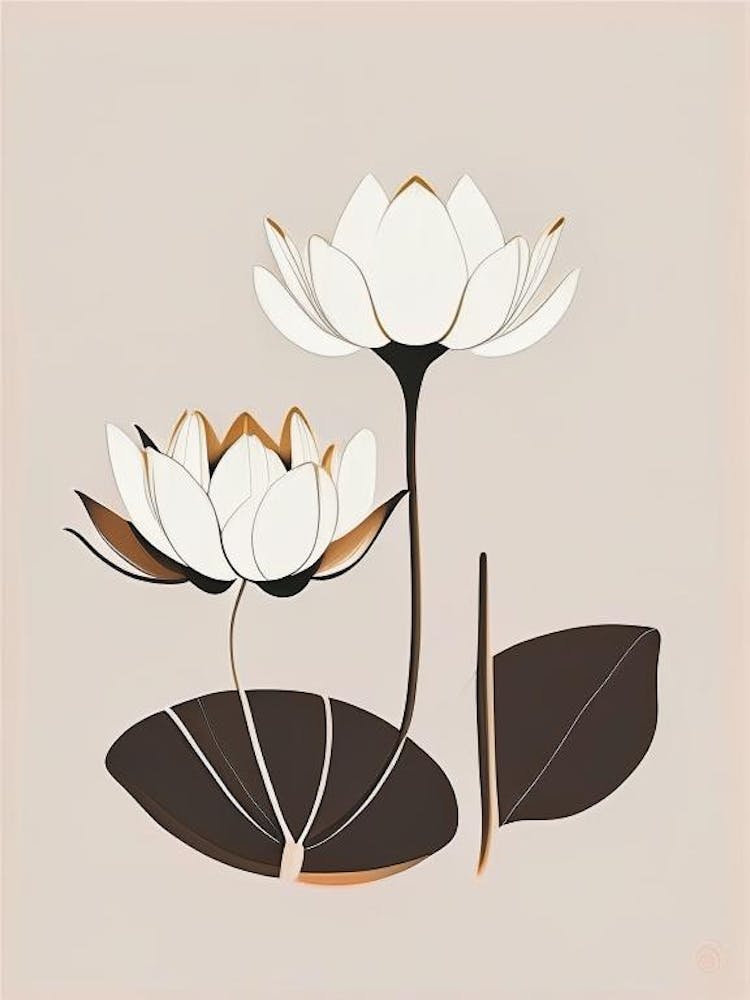 Lotus Flowers In Park Retro Minimal 6
