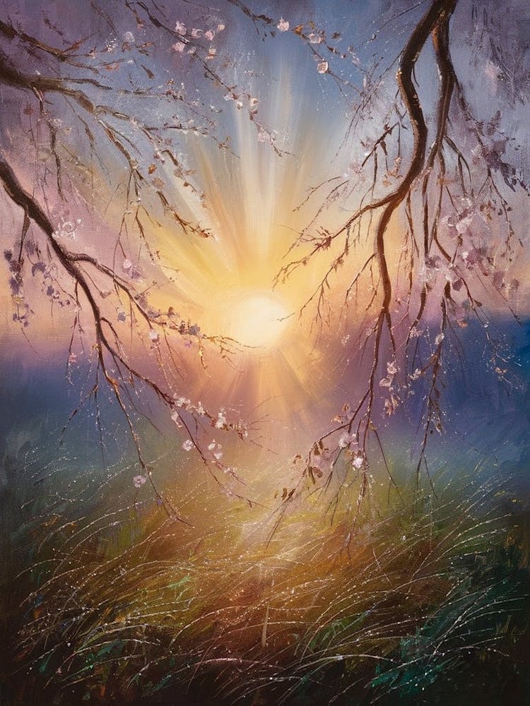 Sunset Over Cherry Blossoms