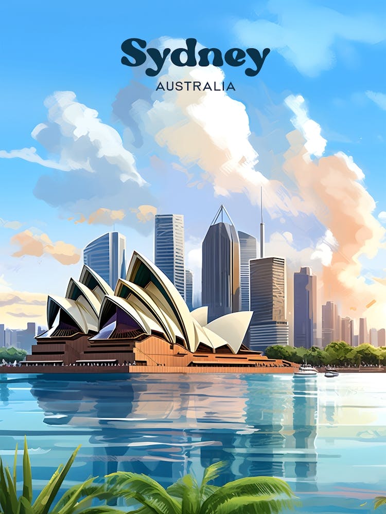 Sydney Australia Summer Travel Art Illustration