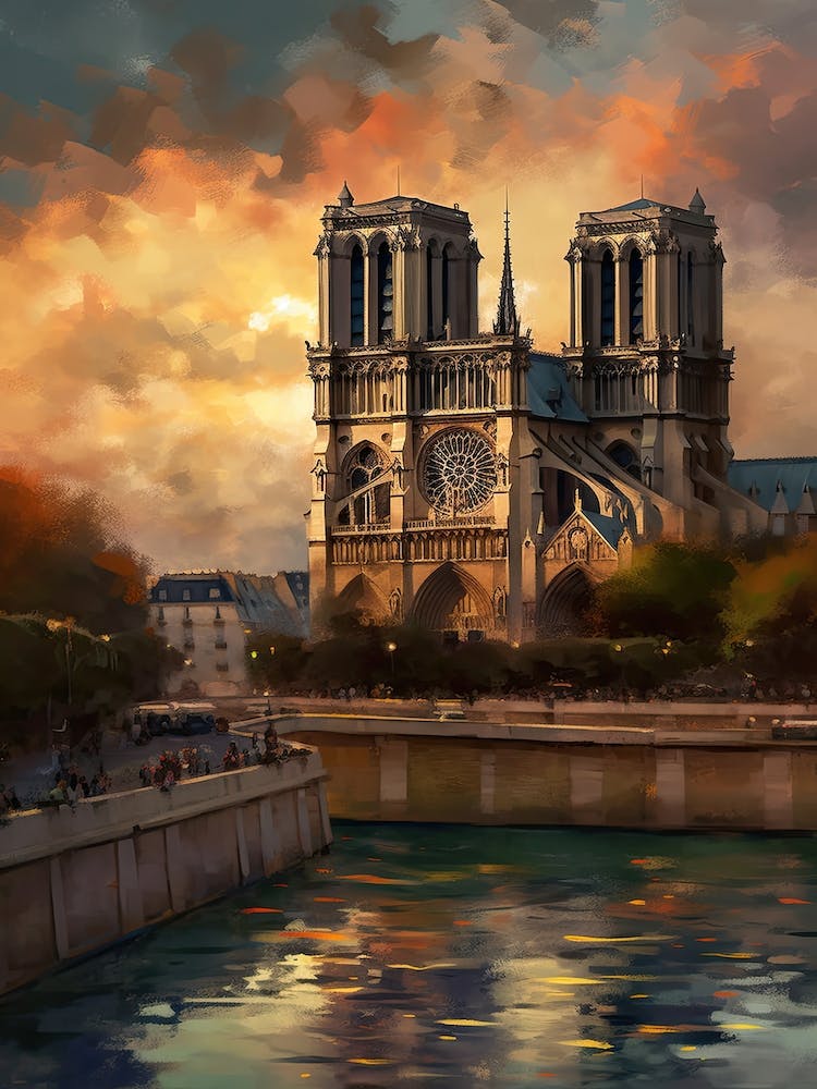 Notre Dame Paris France Monet Style 2
