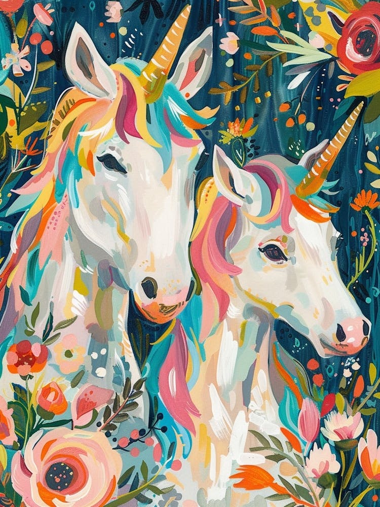 Floral Unicorn Friends Fauvism Inspired