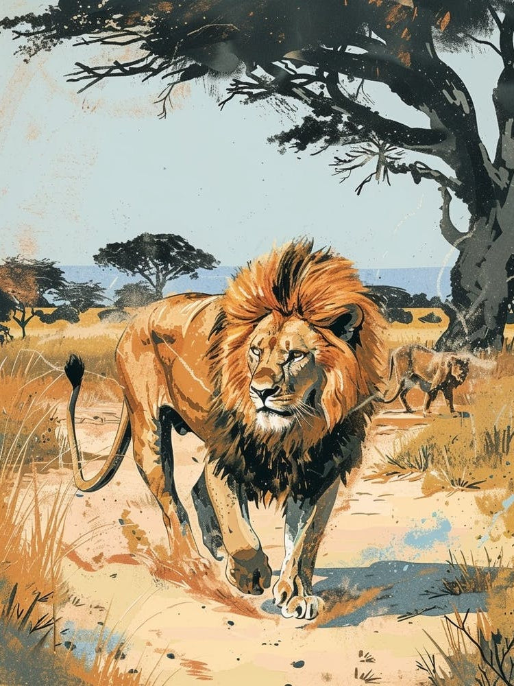 Barbary Lion Hunting Illustration 3