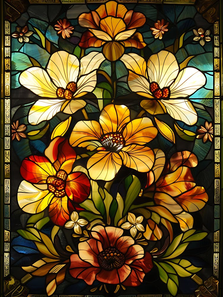 Colorful Stained Glass Flowers 14