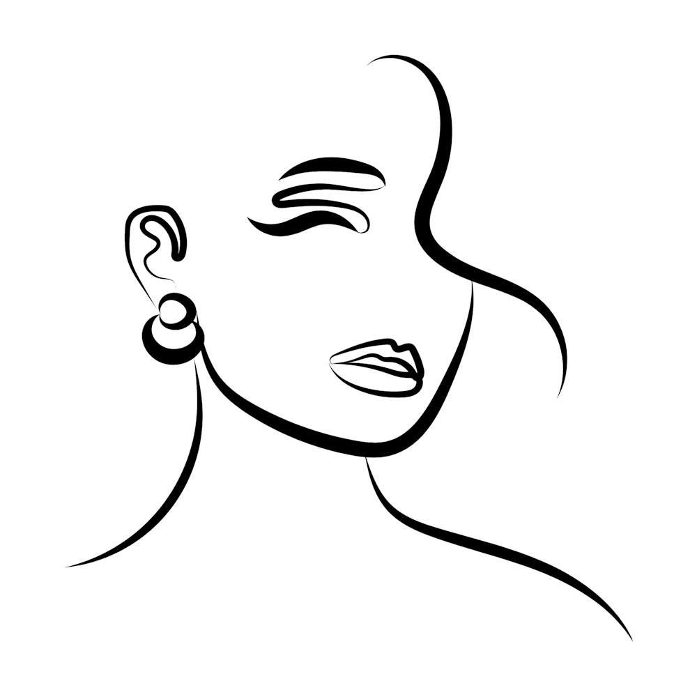Abstract Face Of A Woman With Earring