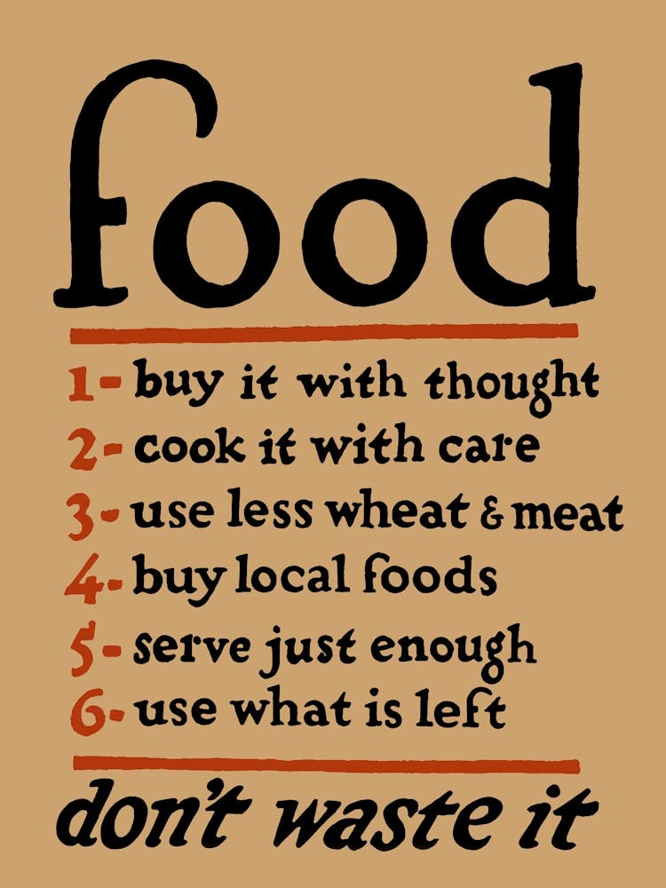 Food, Don't Waste It, Vintage WPA Poster