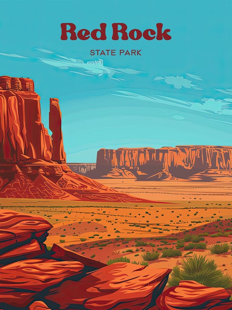 Red Rock State Park Desert Travel Illustration