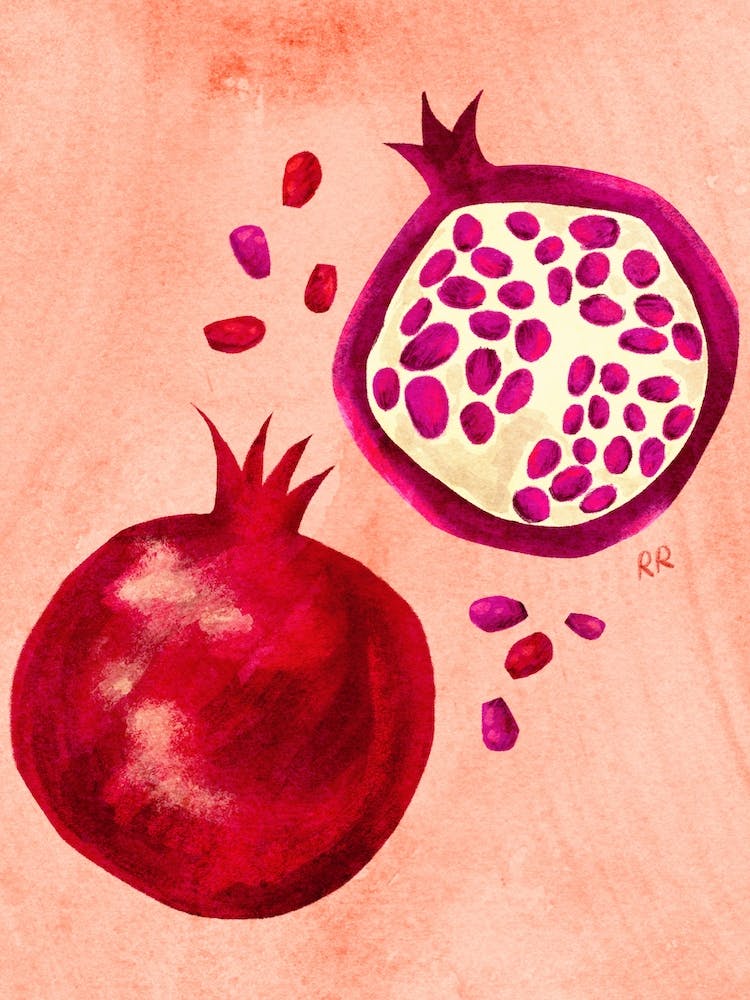 Painted Pomegranates In Pink