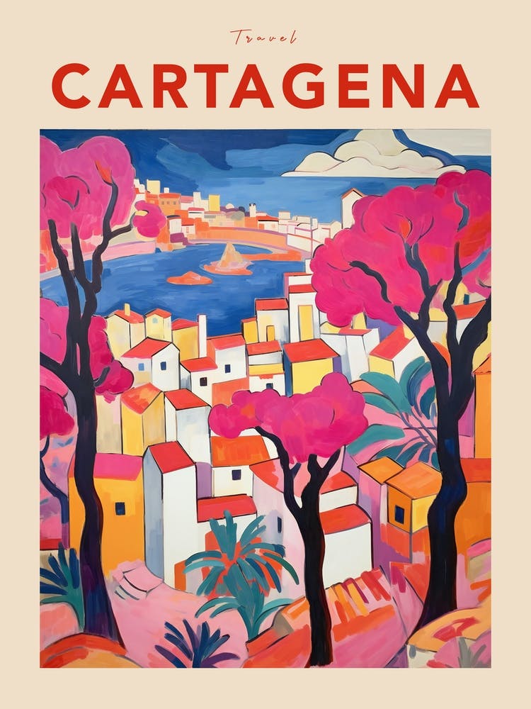 Cartagena Spain 4 Fauvist Travel Poster