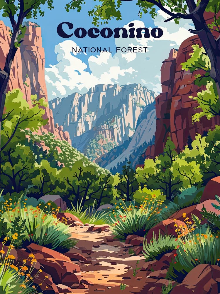 Coconino National Forest Arizona Illustration de voyage numérique vibrante