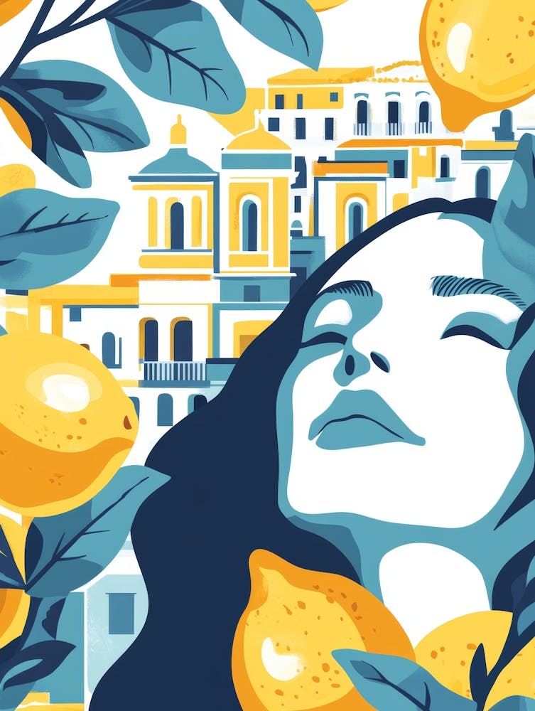 Illustration Of A Woman With Lemons