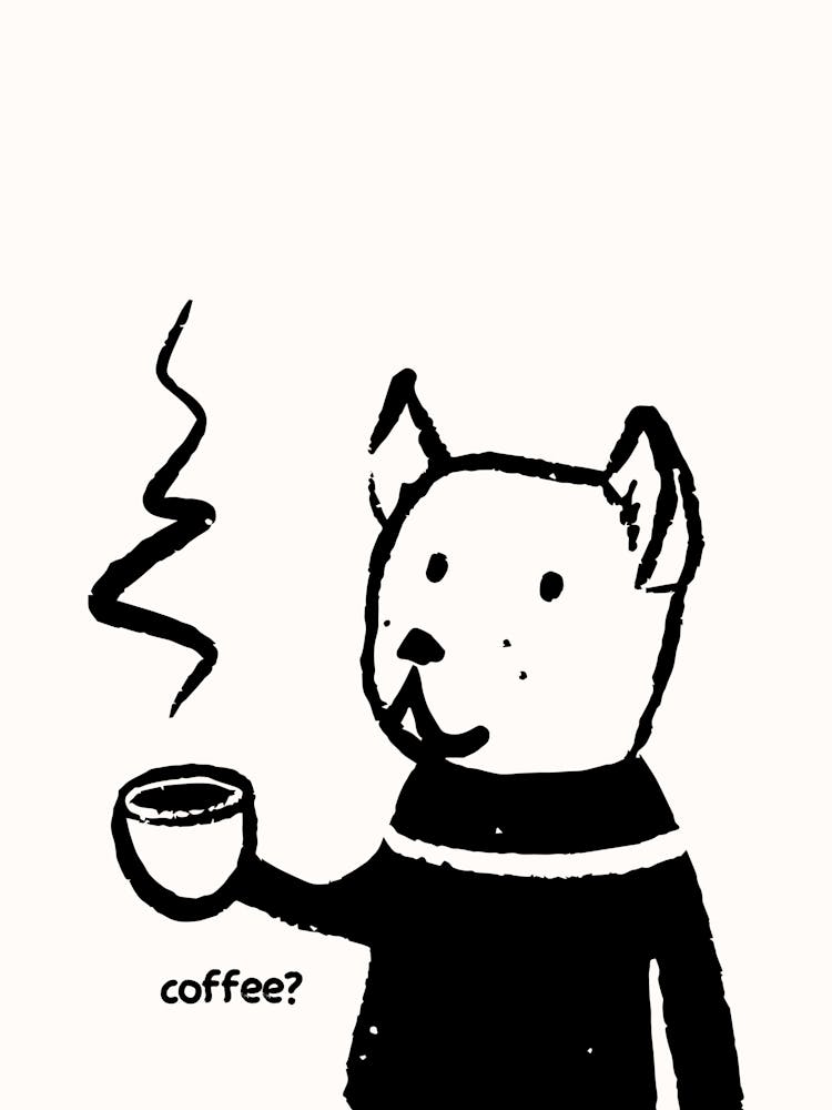Dog Drinking Black Poster