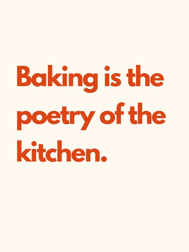 Baking Poetry Kitchen Typography Cream Red