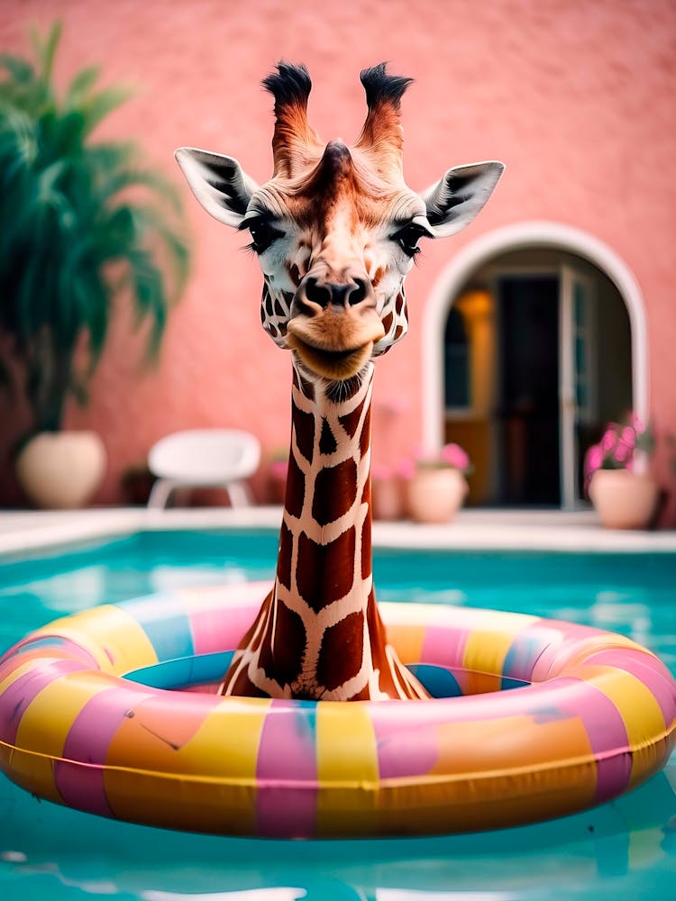 Giraffe im Pool