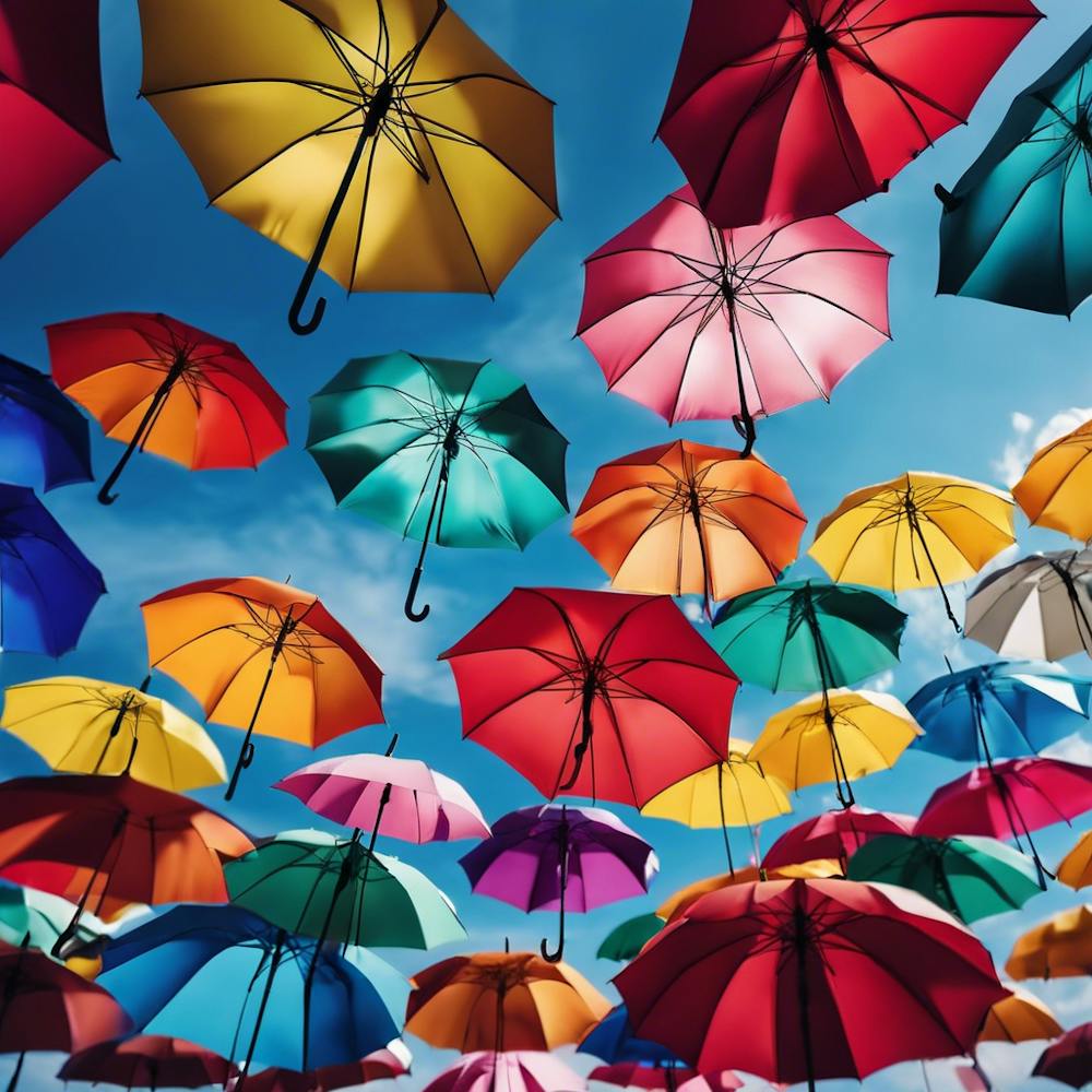 Colorful Umbrellas In The Sky