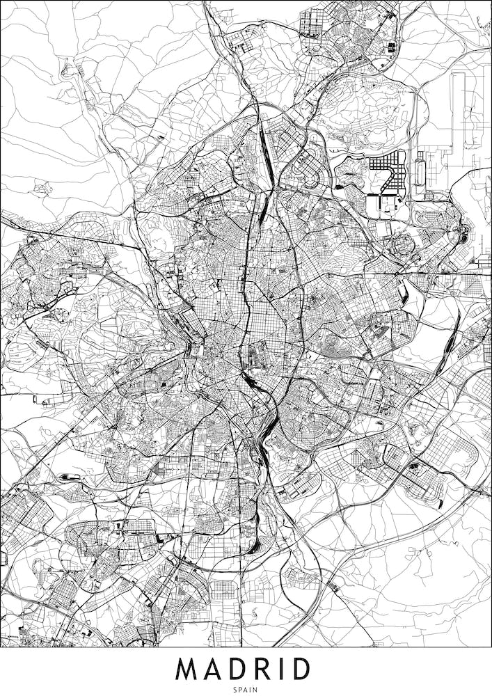 Madrid White Map