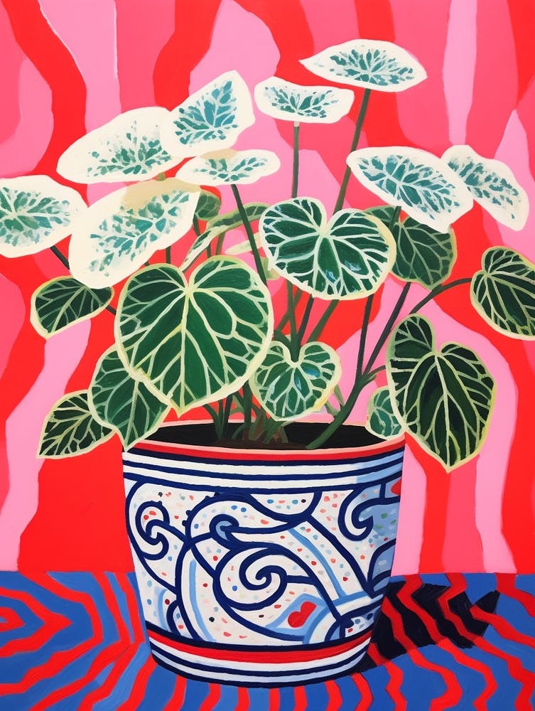 Pink And Red Plant Illustration Fittonia White Anne 3