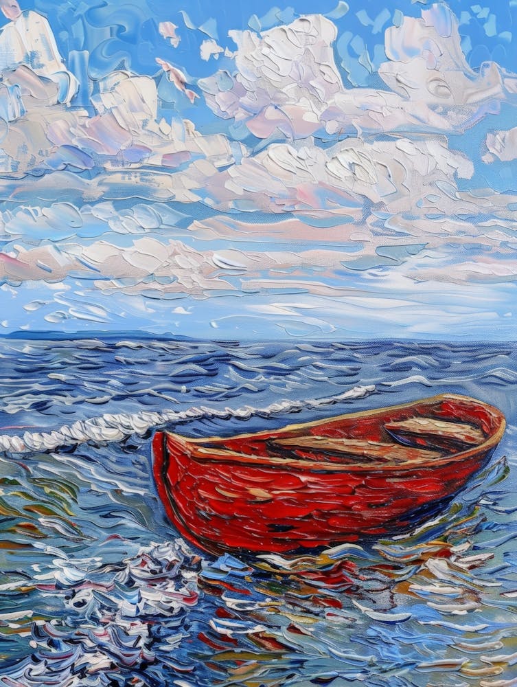 Red Boat In The Ocean 1