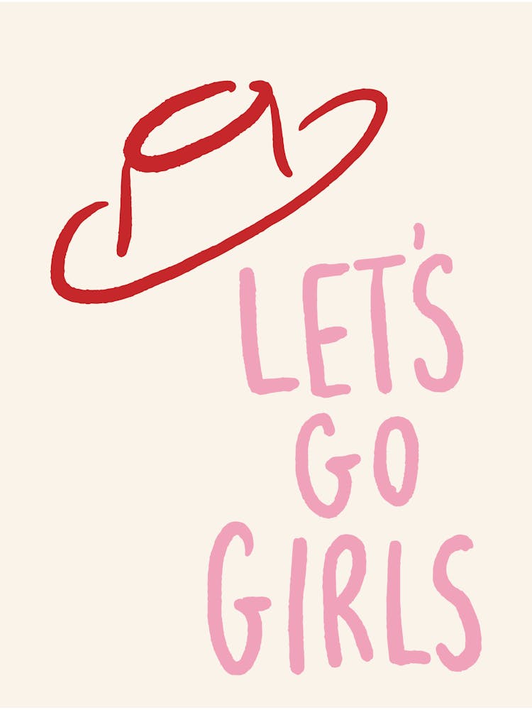 Let'S Go Girls pink and red and cream cowboy hat