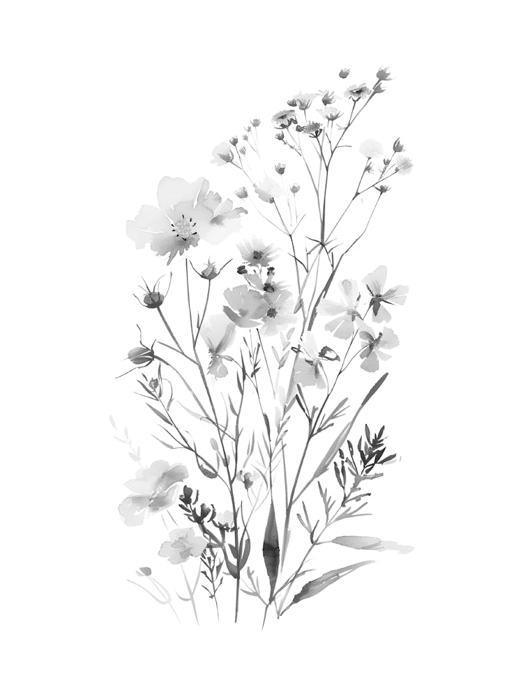 Schwarz-weiße Blumen 64
