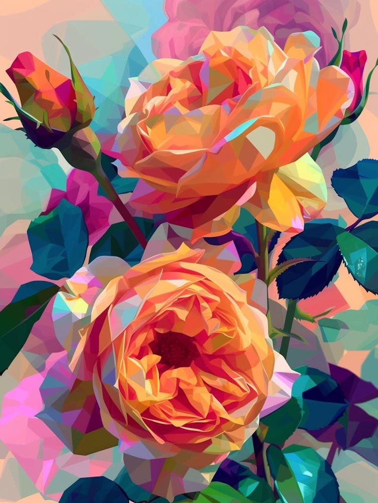 English Roses Painting Abstract 4