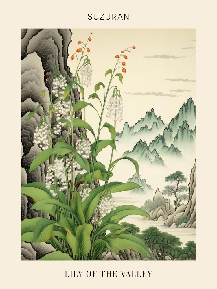 Suzuran Lily Of The Valley 2 Japanese Botanical Illustration Poster