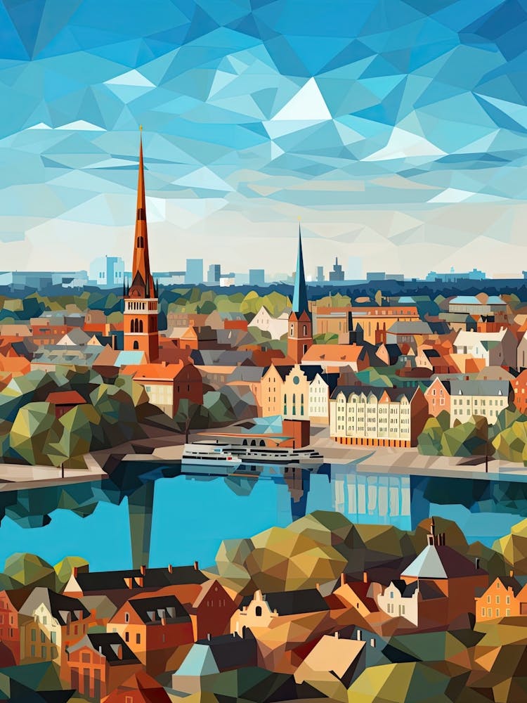 Stockholm, Sweden, Geometric Illustration 4