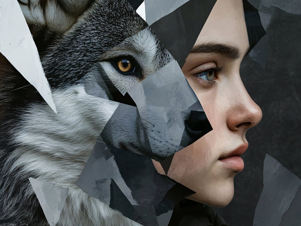 Portrait Of A Girl With A Wolf