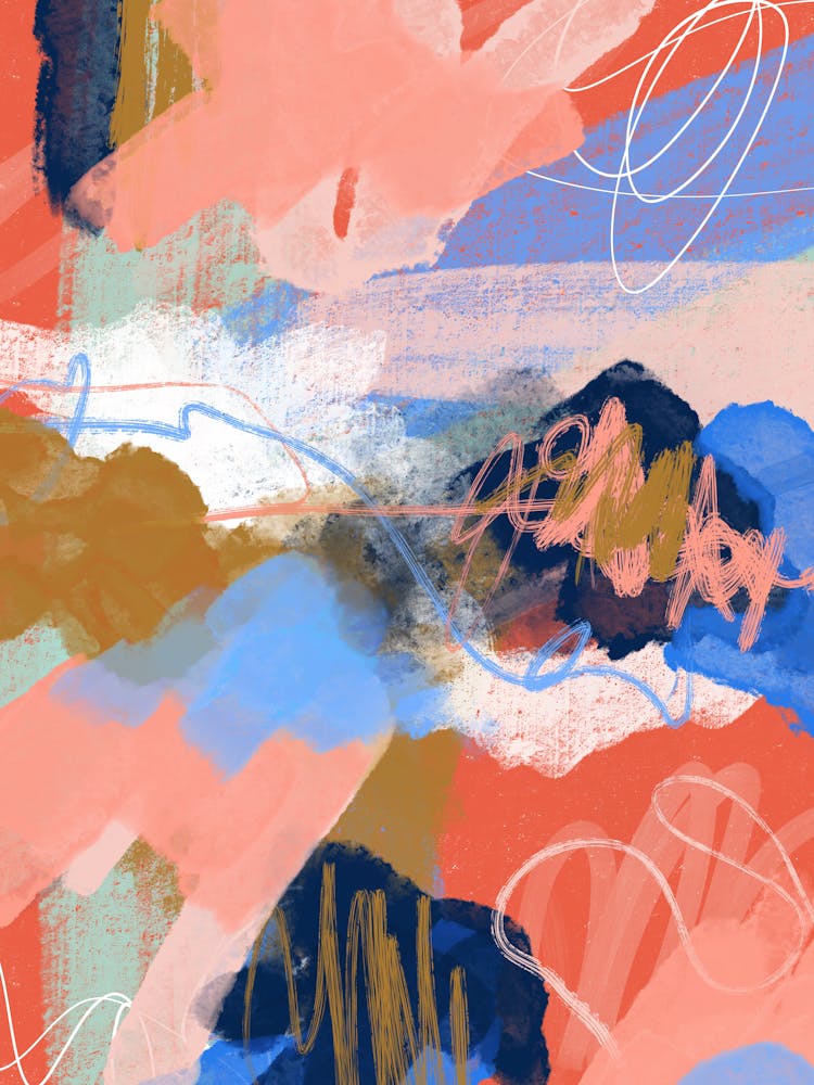 Blue Coral Abstract Contemporary Art