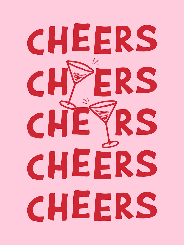 Cheers Cocktail Drinks in Pink and Red