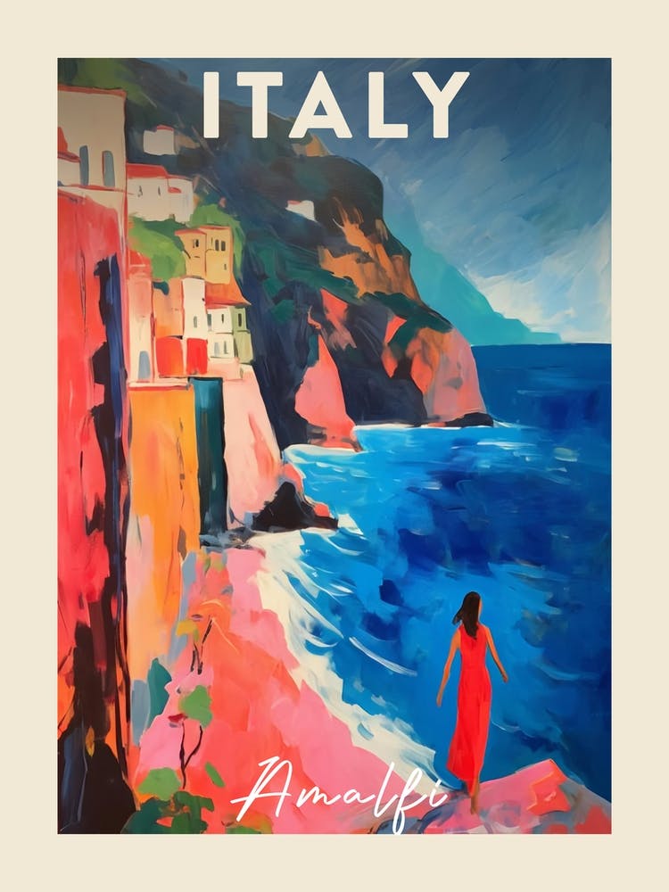 Amalfi Coast Italy Fauvist Painting  Travel Poster