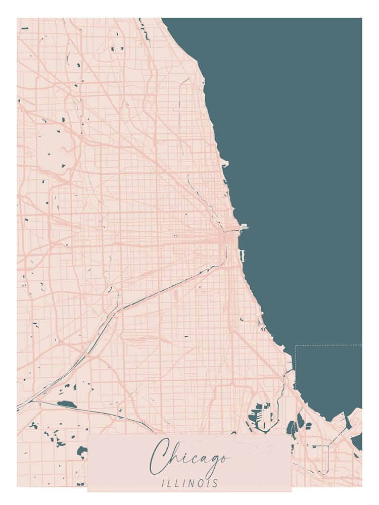 Chicago Illinois Pink and Blue Cute Script Street Map