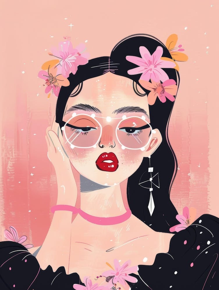 Asiatisches Mädchen mit Blumen 2