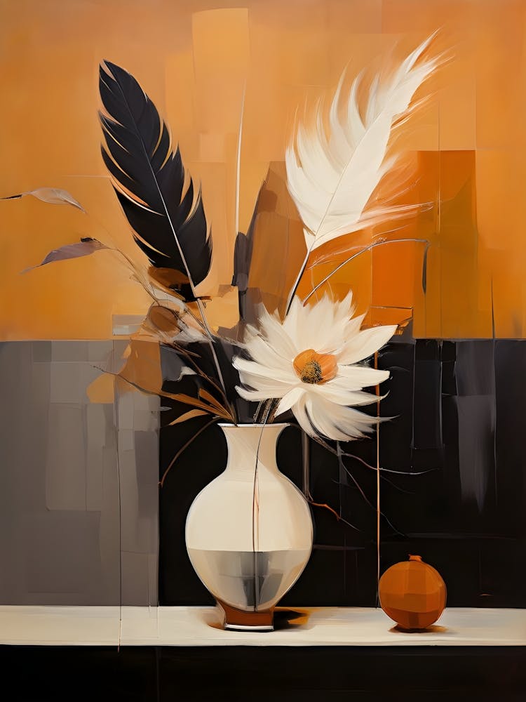 White Feathers In A Vase