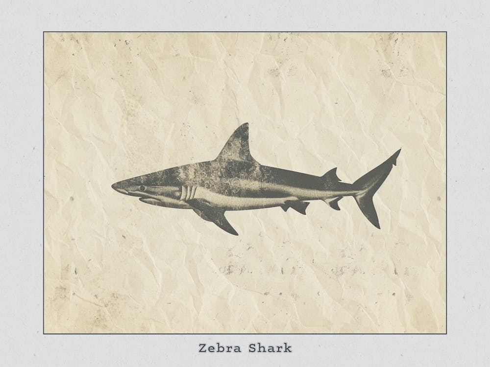 Zebra Shark Silhouette 4 Poster
