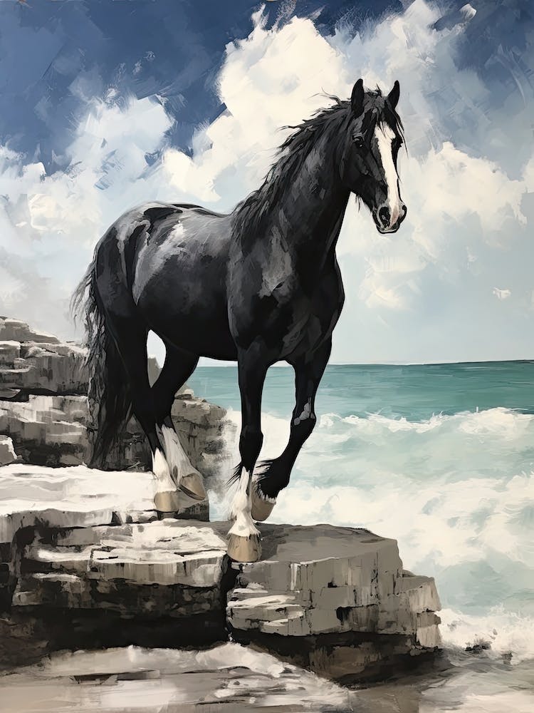 A Horse Oil Painting In Tulum Beach, Mexico, Portrait 2