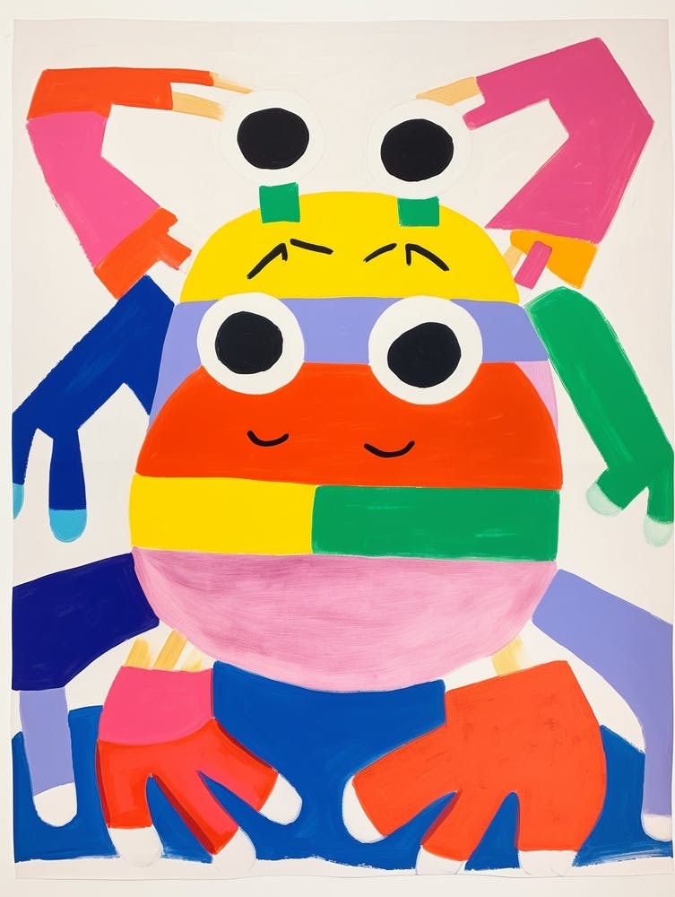 Art Animalier Enfantin Coloré Crabe 4