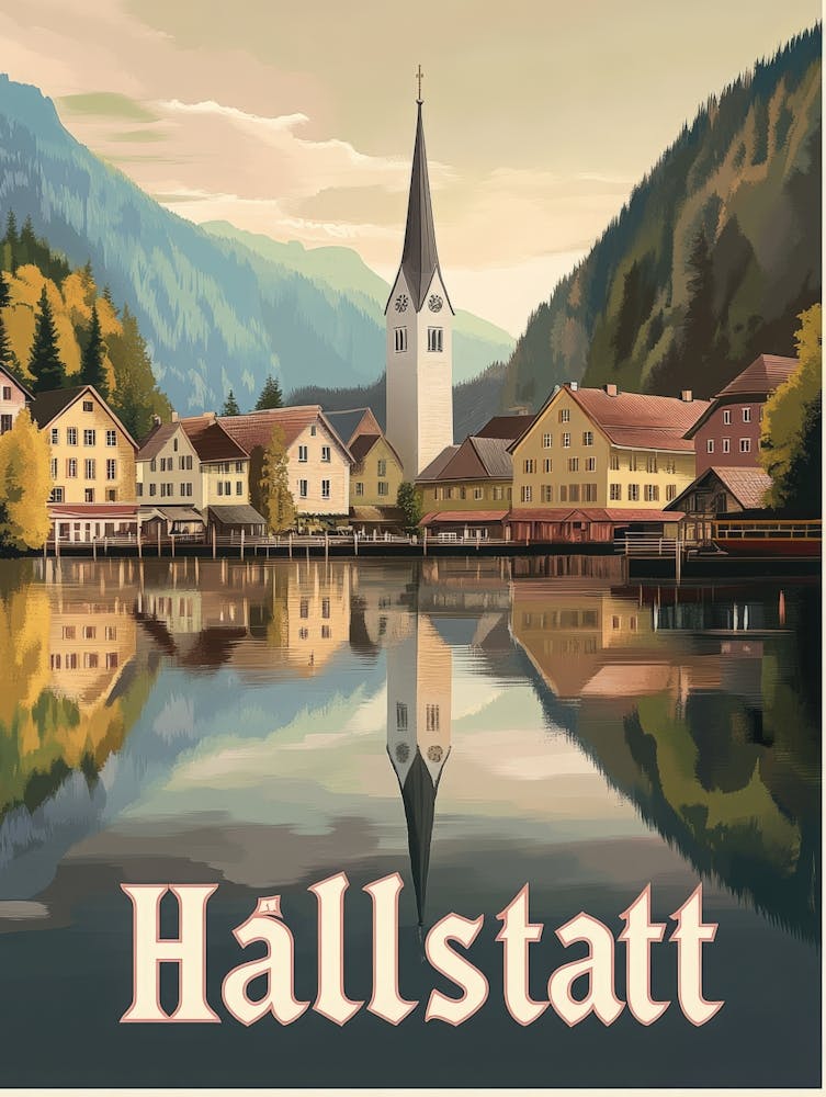 Aihrgdesign A Classic 1960s Travel Poster For Hallstatt 1