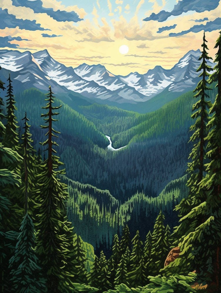 North Cascades National Park Retro Pop Art 10