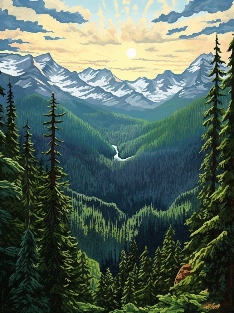 North Cascades National Park Retro Pop Art 10