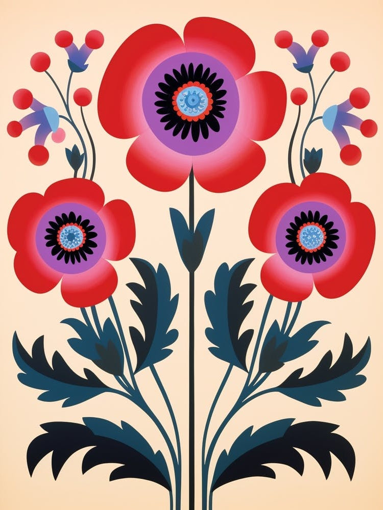 Flower Motif Painting Anemone 2