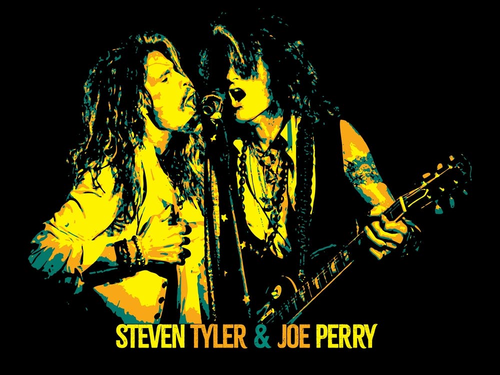 Steven Tyler and Joe Perry Music Legend in Pop Art Illustration