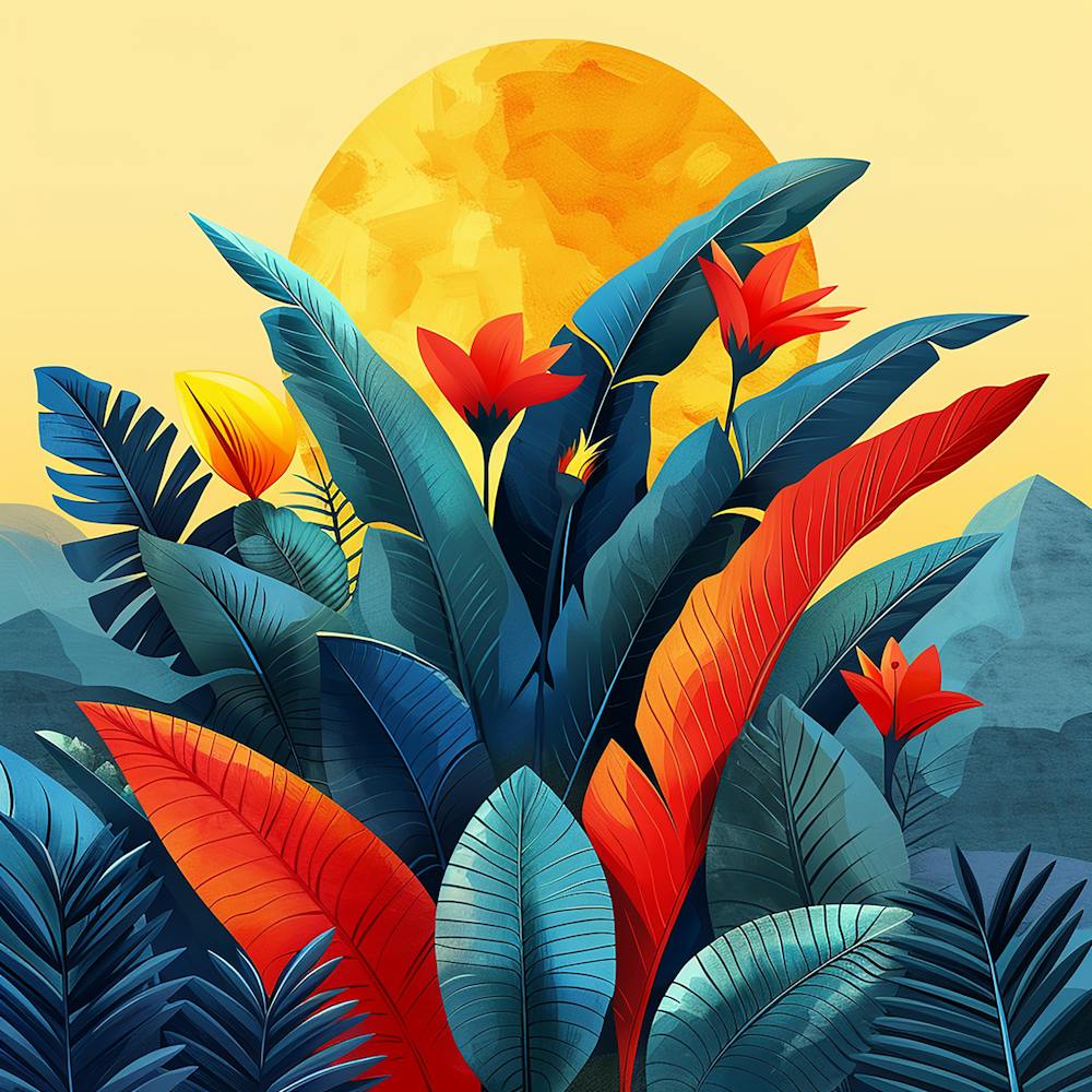 Tropical Jungle - city wall art, colorful wall art, home decor, minimal art, modern wall art, wall art, wall decoration, wall print colourful wall art, decor wall art, digital art, digital art download, interior wall art, downloadable art, eclectic wall,