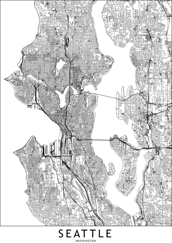 Seattle White Map